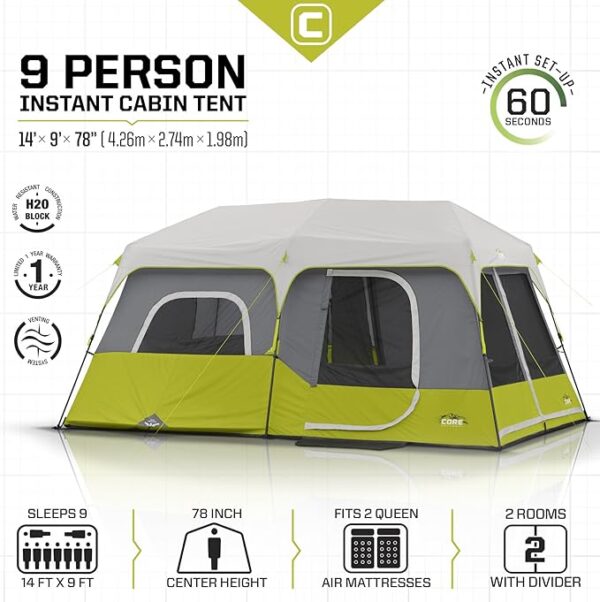 "Core" 9 Person Instant Cabin Tent