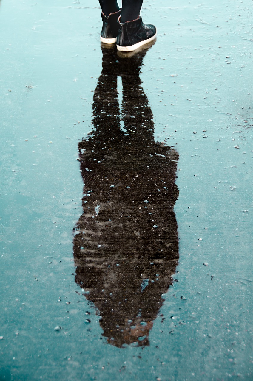 woman, reflection, cold