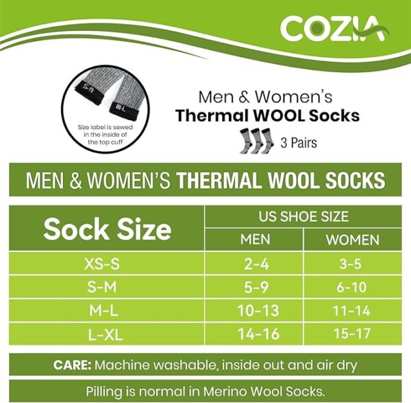 "COZIA Merino" Wool Socks for Men and Women "3 pairs" - Image 3